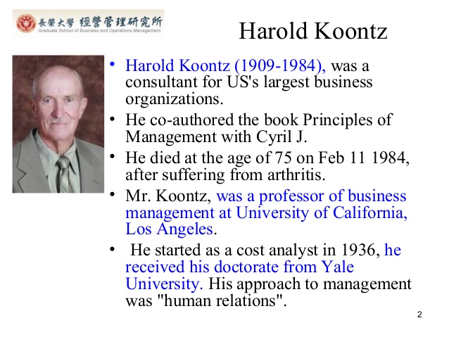 harold koontz management theory